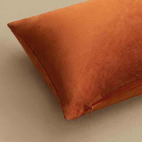 MIULEE Velvet Fall Throw Pillow Covers 20x20 Inch Pack of 2 Rust - Image 6