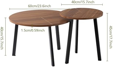 COSIEST Small Coffee Table Set of 2, Round Coffee Table - Image 2