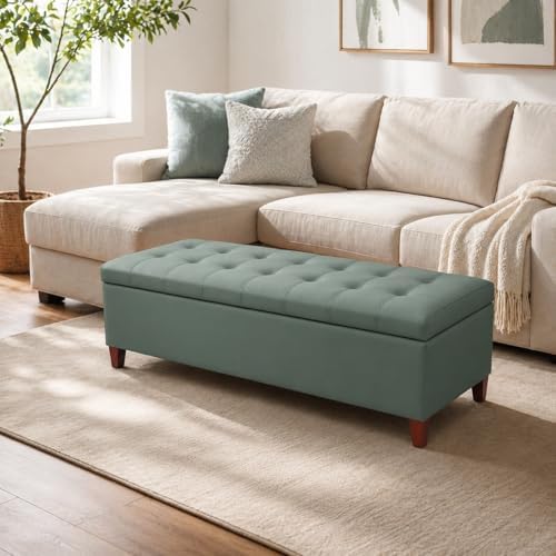 Ottoman with Storage 51 Inch Faux Leather Storage Bench by DECODEVILLE