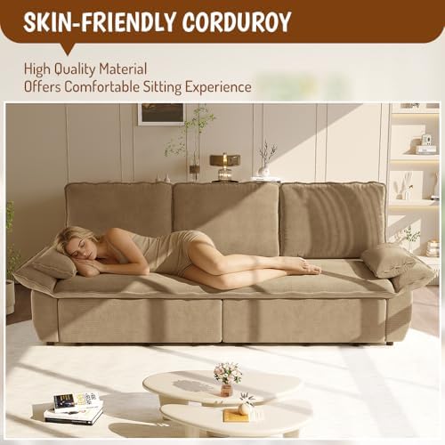 94.5" King Size Sleeper Sofa Bed, 3-in-1 Convertible Pull Out Couch - Image 6