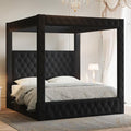 Jocisland Queen Canopy Bed Frame Velvet Upholstered Headboard by Jocisland