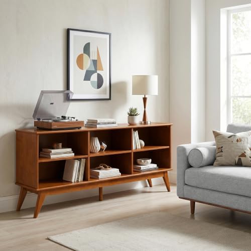 SIMPLIHOME Draper 30" Tall Solid Wood 6-Shelf Bookcase in Teak Brown - Image 2