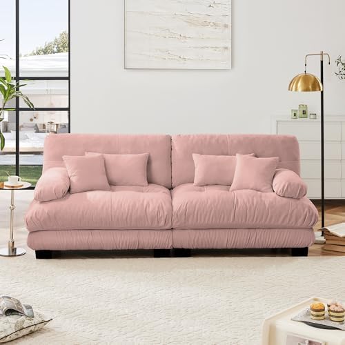 Modular Sectional Sofa for Living Room, 94.4" Comfy Cloud Couch, 2 Seater Pink - Image 3