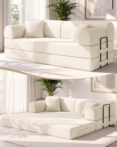 78.8" Convertible Sofa Bed, High Back Boneless Couch by NNQComfyHome