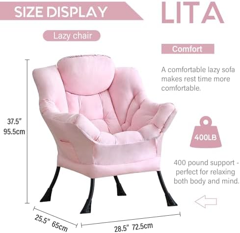 LITA Lazy Chair, Comfy Accent Reading Chair - Image 3