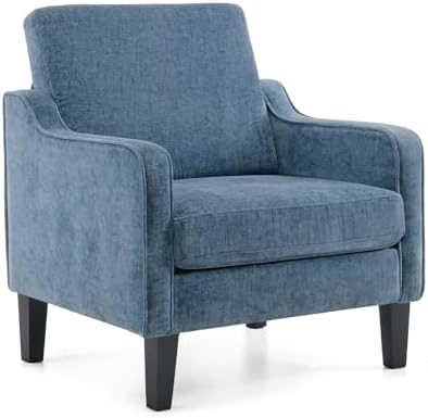 VINGLI Navy Blue Accent Chair Chenille Upholstered Armchair by VINGLI
