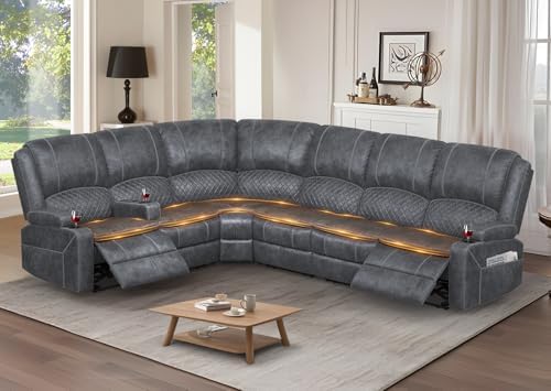 6 Seater Reclining Sofa Set, Modern Living Room Couch Set by SavortheHappyMoments