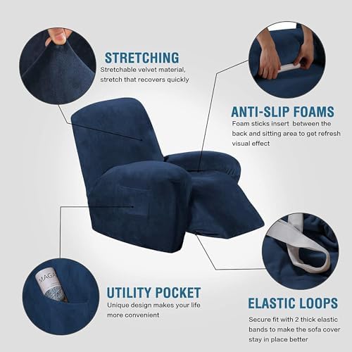 H.VERSAILTEX Recliner Sofa Cover 1-Piece Non Slip Soft High Stretch Modern - Image 2