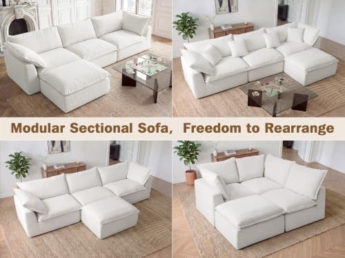 WEUP 130" Oversized Modular Sectional Sofa, L Shaped Boneless Couch - Image 4