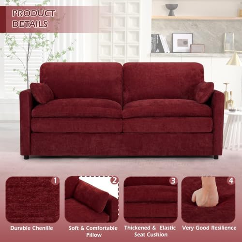 69” Chenille Love seat Sofa w/Arm Pillows - Image 5
