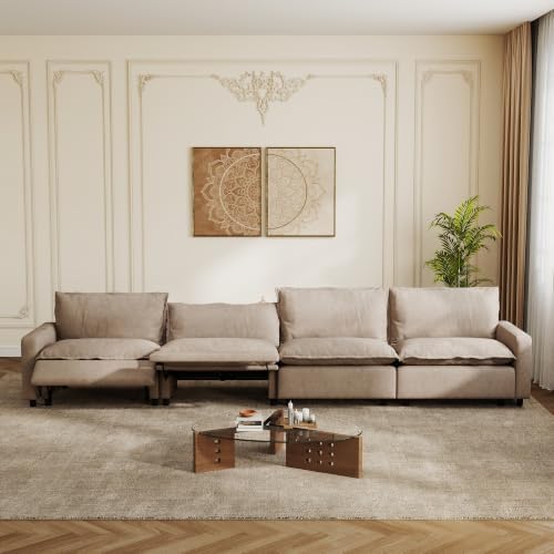 148.8 Inch Power Recliner Modular Sectional Couch, 4 Seater Cloud Sectional Sofa by LovingAHome