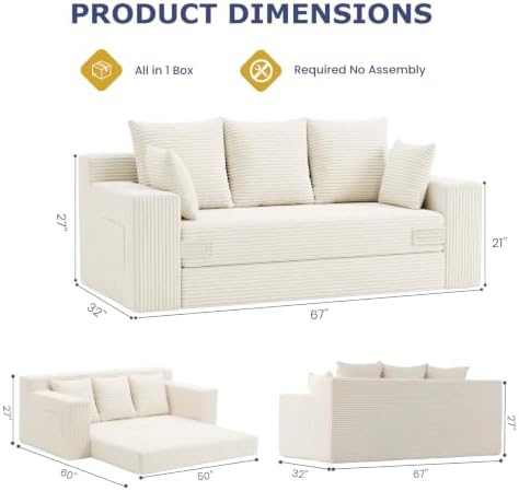 cidludto 3 Seater Boneless Couch - Image 2