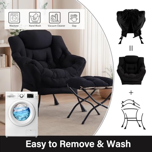 Lazy Chair with Ottoman, Soft Comfy Chair - Image 4