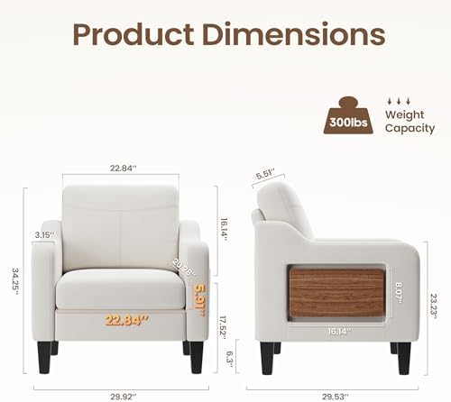 Upholstered Accent Chair with Foldable Side Table - Image 2