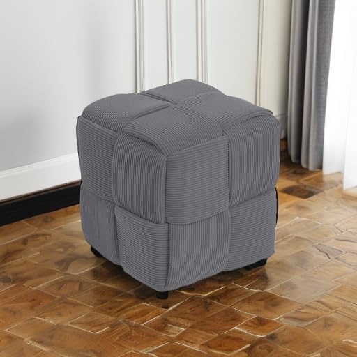 Cmishe 15" Square Woven Corduroy Ottoman Footrest - Image 6
