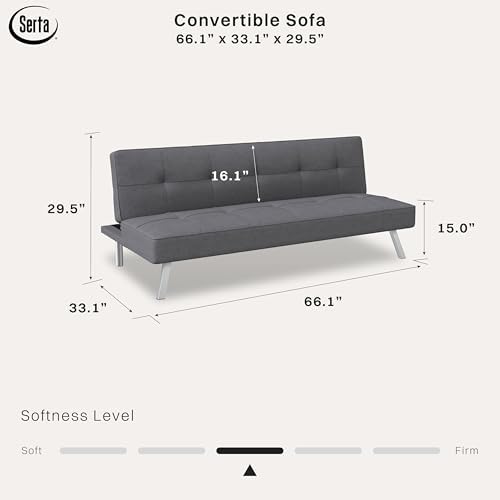 Serta® Rane Futon Sofa Bed 66.1", 3-in-1 Convertible Couch Sleeper - Image 2