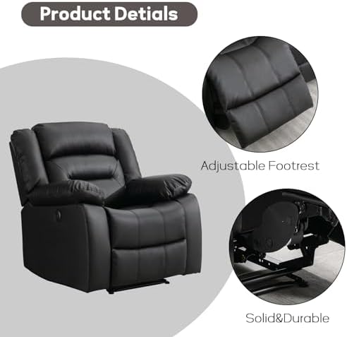 EBELLO Faux Leather Power Recliner Chair, Oversized Electric Overstuffed - Image 3
