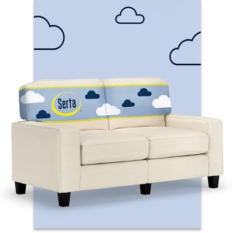 Serta Palisades 61" Track Arm Sofa, Easy Care Polyester, Soft Pillow Back by Serta