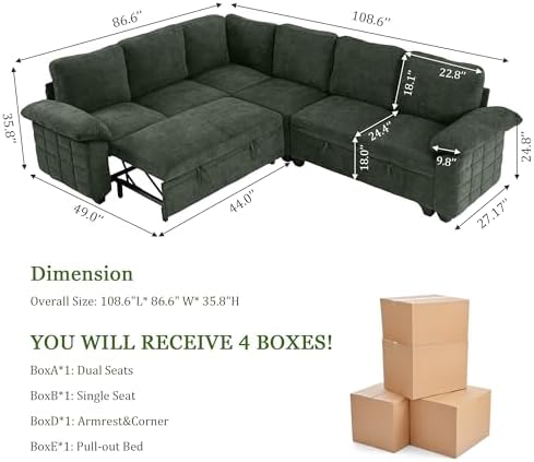 Modern L-Shape Sleeper Sofa - Image 2