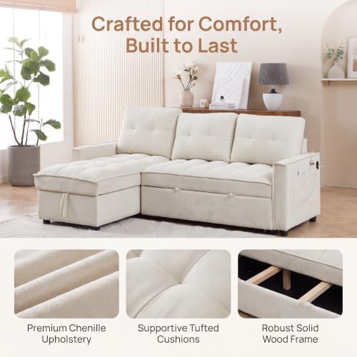 71" L Shaped Queen Pull Out Sofa Bed - Image 5