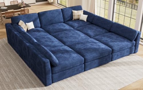 Oversized Modular Sectional Sleeper Sofa Bed Cloud Couches Blue - Image 4