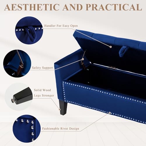Velvet Storage Ottoman Bench, Modern Entryway Ottoman Bench - Image 6