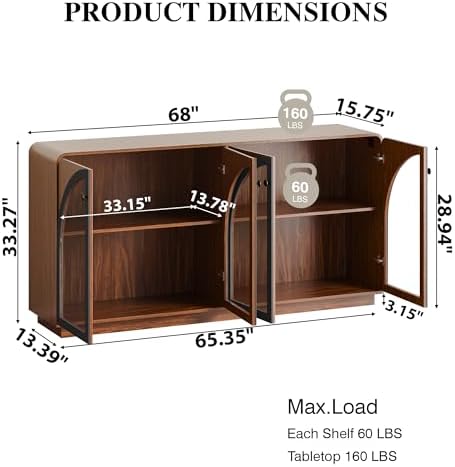 Sideboard Buffet Cabinet with Storage, Credenza Storage Cabinet - Image 2