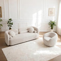 2-Piece Modern Curved Sofa Set, 3-Seater & Swivel Chair by Alyncasa