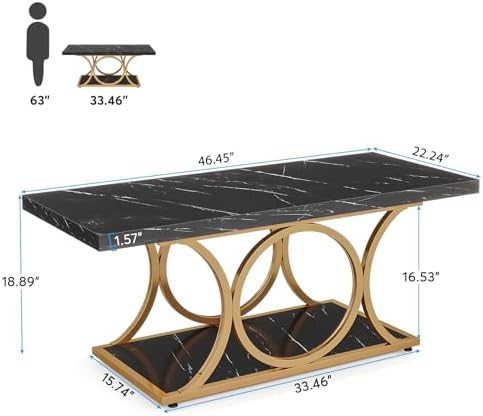 Tribesigns Rectangle Coffee Table, 47.24-inch Modern Coffee Tables - Image 2