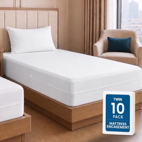 Bulk 10-Pack Hotel Twin Size Mattress Encasement 100% Waterproof by UTOPIABEDDING
