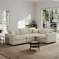 Modern Sectional Linen Couch for Living Room V-Shape Sofas, 4 Seat Modular by Gtilzria