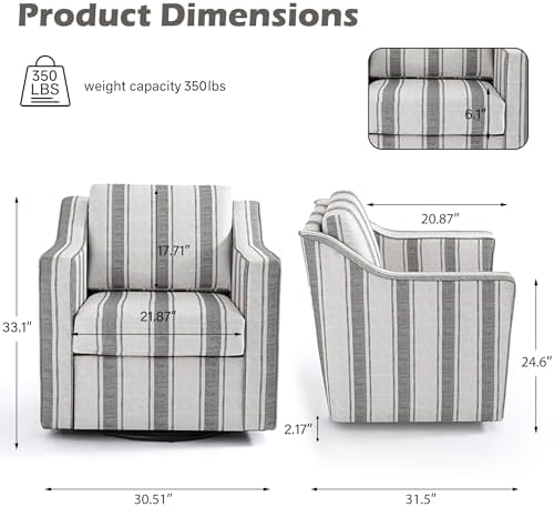 Swivel Accent Chair, Striped Armchair - Image 2