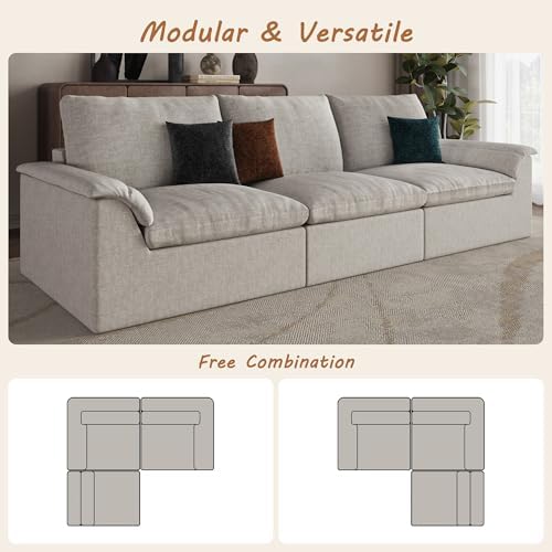 EASE MOOSE 115" 3 Seater Sectional Sofa, Boneless Couches - Image 6