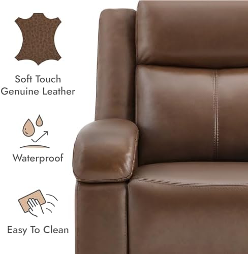 Watson & Whitely Genuine Leather Wall Hugger Power Recliner - Image 5