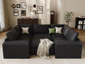 EASE MOOSE Leather Sectional Couch Sleeper, Modular Sofa Bed by EASEMOOSE
