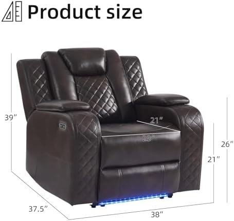 CANMOV Faux Leather Power Home Theater Seating, Movie Single Reclining Sofa - Image 2