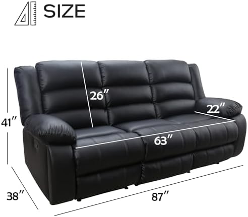 EBELLO Faux Leather Manual Reclining Sofa - Image 2
