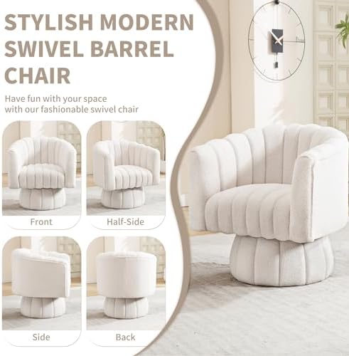Swivel Accent Barrel Chair Set of 2- Cute Comfy Small Round 360° Arm Chair - Image 6