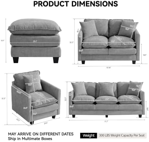 Cloud 2 Pieces Sofa Set, 2+3 Seater Couch, Modern Sofas Sets - Image 2