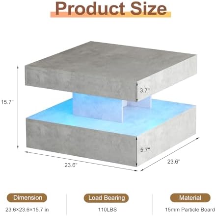 HedoAjim Small Grey Led Coffee Table - Image 2