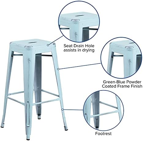 Flash Furniture 30 in Metal Indoor/Outdoor Backless Barstool - Image 6