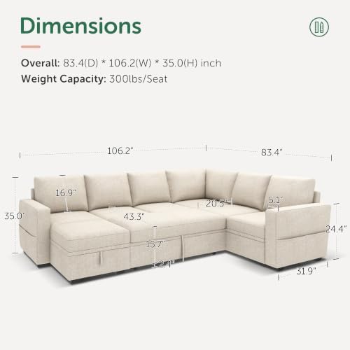 HONBAY Modular Sectional Sleeper Sofa - Image 2