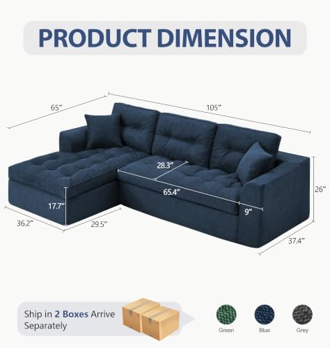 Hobestluk 105'' Boneless Couch Modular Sectional Sofa - Image 2