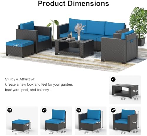7PCS Patio Furniture Set, Outdoor Furniture All Weather Balcony Furniture - Image 5