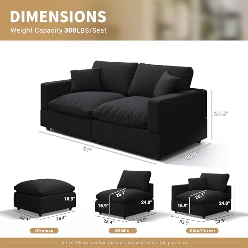 Modern Sectional Linen Cloud Couch - Image 2