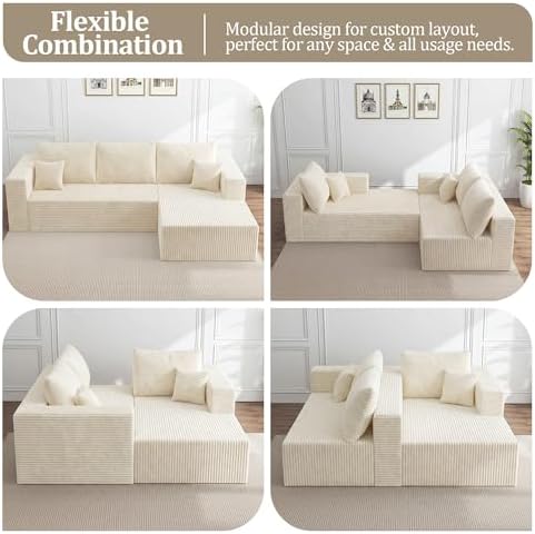 92.5" Modular Sectional Sofa, L-Shaped Cloud Couch - Image 5