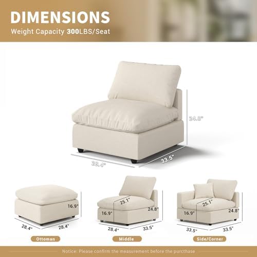 Modern Sectional Linen Cloud Couch - Image 2