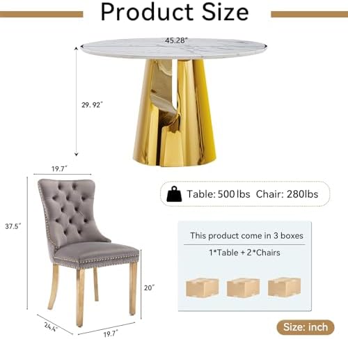 45” Round Dining Table Set For 2, Kitchen Table - Image 6