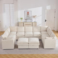 130" Beige Oversized Modular Storage Sofa, U Shaped Chenille Cloud Couch by Abbrevi