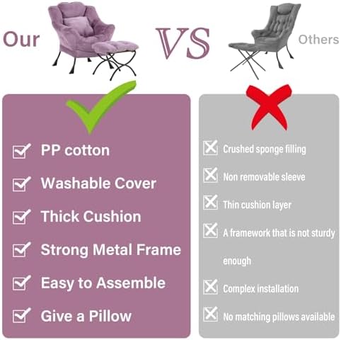 Lazy Chair with Ottoman, Comfy Reading Chair - Image 6